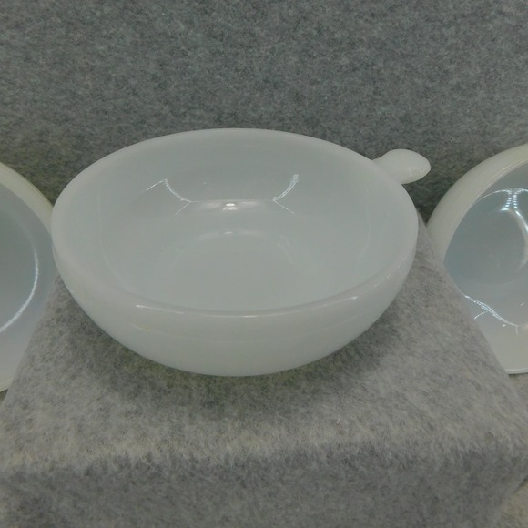 Vintage Milk White Glass Multi - Purpose Bowl with Handle - Set of 4 - Picture 7 of 14